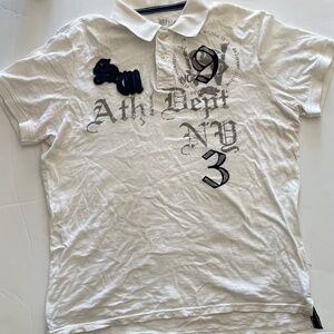 Slade Wilder White Athletic Department Vintage Graphic Polo Tee Size L